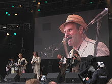 Radcliffe as DJ Mahone at the Cropredy music festival 2008 Mark Radcliffe as DJ Mahone.jpg