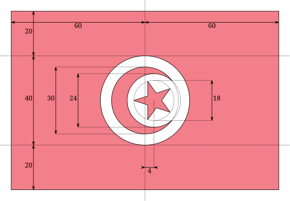 صورة:Mesures drapeau Tunisie apres 1999.svg