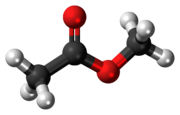 Modèle boule-et-bâton de la molécule d'acétate de méthyle