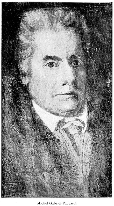 Portrait of Michel Gabriel Paccard. Reproduced from an old portrait in the possession of M. J. P, Cachat, of Chamonix (his great grandson). From a photograph by Tairraz, of Chamonix