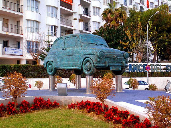 A monument in Fuengirola, Spain for the SEAT 600, a symbol of the Spanish miracle