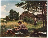 La Cuisson en plein air (vers 1900), Musée Russe.