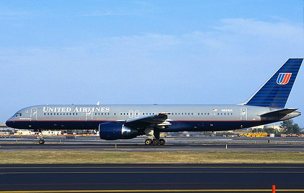 N591UA taxiing at Newark International Airport on September 8, 2001, three days before it was hijacked