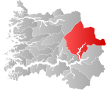 Mapa do condado de Sogn og Fjordane com Luster em destaque.