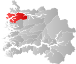 Mapa do condado de Sogn og Fjordane com Bremanger em destaque.