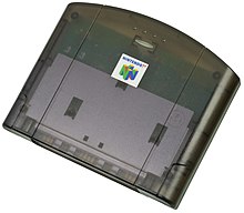 The Nintendo 64 modem cartridge was bundled with the system and the Randnet subscription. Nintendo-64-Modem-Front.jpg