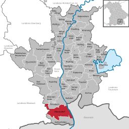Läget för Oberaudorf i Landkreis Rosenheim