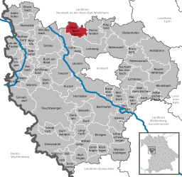 Läget för Oberdachstetten i Landkreis Ansbach