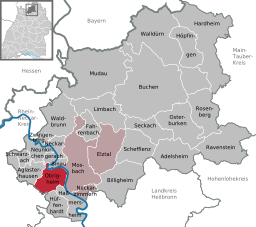 Läget för Obrigheim i Neckar-Odenwald-Kreis