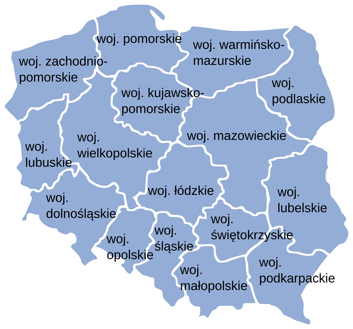 Карта воеводств в польше