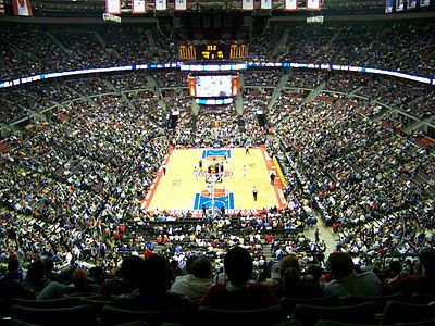The Detroit Pistons playing in The Palace of Auburn Hills, seen here in January 2006.