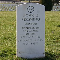 John J. Pershing, commander of the American Expeditionary Forces in World War I Pershing's Tombstone.jpg