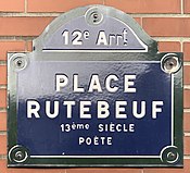 Plaque Place Rutebeuf - Paris XII (FR75) - 2021-05-26 - 1.jpg