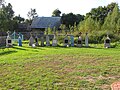 Polski: Nagrobki przy cerkiwi św. Mikołaja, Adama Mickiewicza 58, Narewka, gm. Narewka, podlaskie English: Headstones by the orthodox church of Saint Nicholas, Adama Mickiewicza 58, Narewka, gmina Narewka, podlaskie, Poland