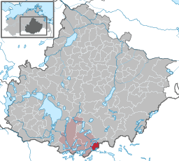 Läget för kommunen Priepert i Landkreis Mecklenburgische Seenplatte