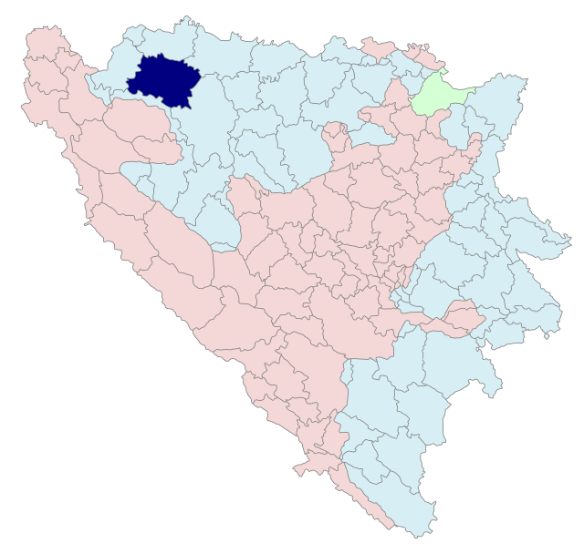 ボスニア・ヘルツェゴビナでのプリイェドルの位置の位置図
