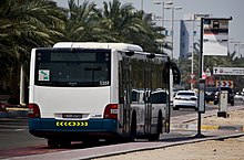 Public bus at Bain Al Jisreen bus station. Public bus in Abu Dhabi.jpg