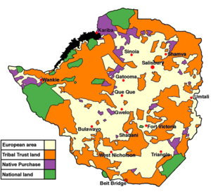 Land apportionment in Rhodesia in 1965. Rhodesialand.png