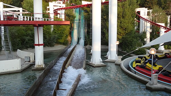 Jet Stream is a family friendly flume ride located near the entrance to Gold Rusher. The ride opened in 1972.