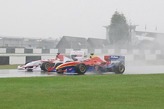 Max Wissel and Borja Garcia tussling for position at the Melbourne Hairpin. SF Donington 1.jpg