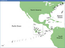 Sampling sites of the Sorcerer II. Sampling sites of The Sorcerer II Global Ocean Sampling Expedition - Journal.pbio.0050077.png