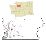 Snohomish County Washington Incorporated ve Unincorporated alanları Lake Stevens Highlighted.svg