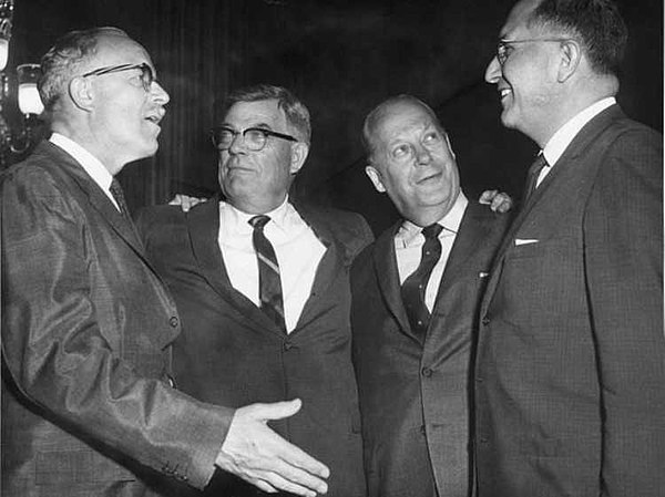 South Dakota's congressional delegation in the 87th U.S. Congress. L-R: Ellis Y. Berry, Joseph H. Bottum, Karl E. Mundt, and Ben Reifel.