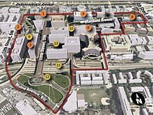 Boundaries of the Southwest Ecodistrict, with various key buildings and structures marked Southwest Ecodistrict - National Capital Planning Commission - 2009.jpg