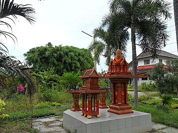 Spirit houses at a private house, Phetchaburi, Thailand