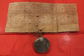 The borough charter of Flensburg (1284) Stadtrechtsurkunde Flensburgs von 1284 (The Town Charter of Flensburg).JPG
