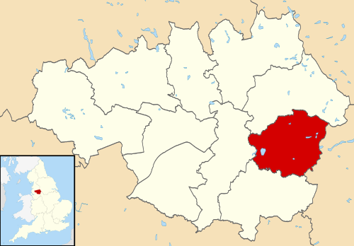 Tameside shown within Greater Manchester and England