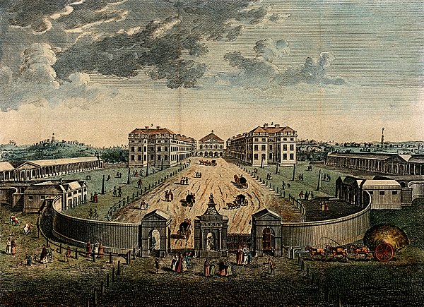 The Foundling Hospital in London, c. 1753. The original building has since been demolished.