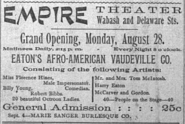 The Indianapolis News 1893 08 28 Page 7.jpg Harry Eaton's Afro American Vaudeville Co.jpg