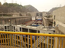 Three Gorges Dam lock near Yichang on Yangtze river, China Three Gorges Dam Ship Locks.jpg