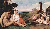 ティツィアーノ・ヴェチェッリオ『人生の三世代』（1512-1514年）