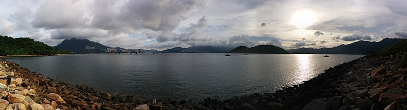 File:Tolo Harbour from the Plover Cove Reservoir main dam, 2014-07-26.jpg