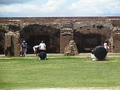 Tourists at Fort Sumter on a summer afternoon