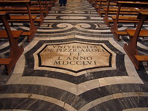 Title stone of the Universita of the Pizzicaroli ("Grocers"), 1756 Trastevere - s M dell'Orto - universita pizzicaroli 1060525.JPG