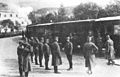 Kaiser Karl I. wird bei einer Fahrt mit der Fleimstalbahn in Cavalese empfangen, um 1918