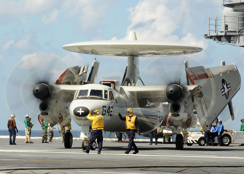 File:US Navy 100313-N-9793B-042 ailors assigned to the air department of the aircraft carrier USS George H.W. Bush (CVN 77) direct an E-2C Hawkeye.jpg