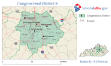 Huis van Afgevaardigden van de Verenigde Staten, Kentucky District 6 map.png