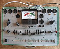 A "Sylvania Electric" multimeter tester for vacuum tubes Vacuum tube multimeter.jpg