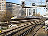 A Eurostar train running on third-rail power at Vauxhall station in 2008