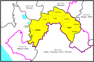 Mapa diecéze Velletri-Segni