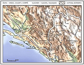 Localisation des communautés morlaques autour de Raguse - Dubrovnik