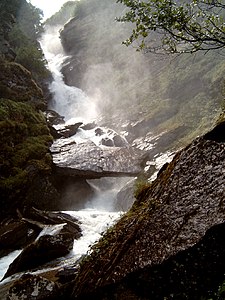 A waterfall in Switzerland.