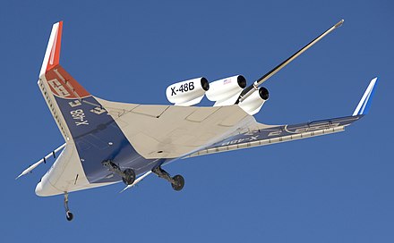 X-48B at first flight as seen from below