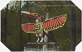 Tótem en Alaska (ca. 1900), arte amerindio norteamericano.