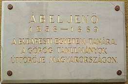 Ábel Jenő emléktáblája, Budapest, XI., Ábel Jenő utca 33 a.jpg