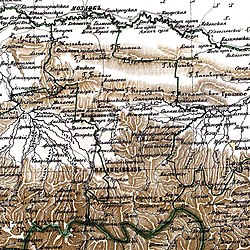 The village of Psedakh on the map of the Ingush district in 1869. Ingushskii okrug na karte Kavkazskogo kraia (1869 g.).jpg